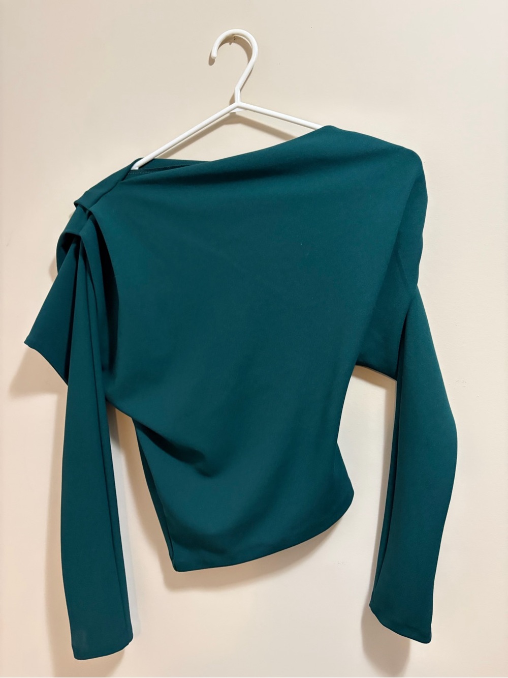 Zara Teal One-Shoulder Long-Sleeve Top